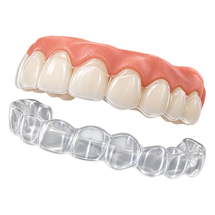 Arcada superior com alinhador transparente ao lado
