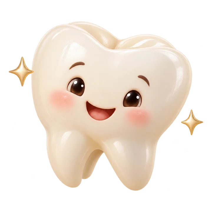 Dente sorridente, representando o cuidado com os dentes das crianças